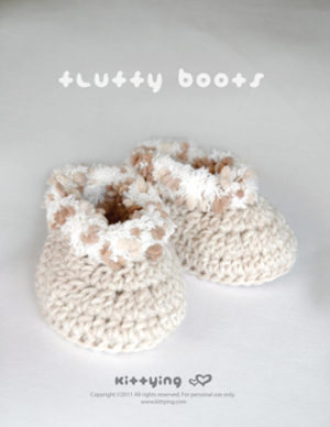 Fluffy Boots Crochet Baby Booties Pattern by Kittying