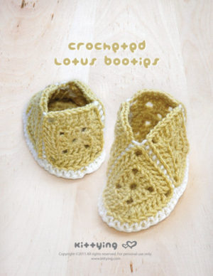 Crocheted Lotus Booties by Kittying Crochet-Pattern