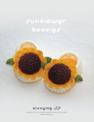 Sunflower Booties Crochet PATTERN by Kittying