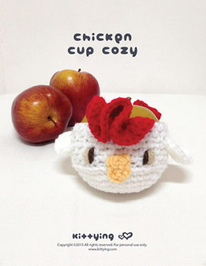Chicken Fruit and Cup Cozy Crochet PATTERN by kittying.com