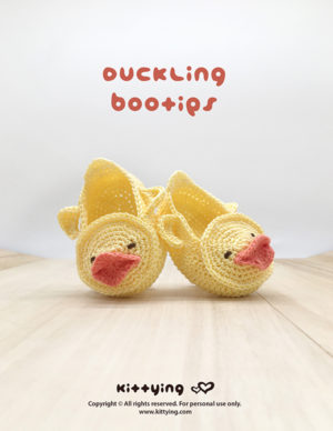 Duck Duckling Baby Booties Crochet PATTERN by Crochet Pattern Kittying from Kittying.com
