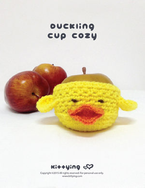 Duck Fruit and Cup Cozy Crochet PATTERN by KittyingCrochetPattern from Kittying.com