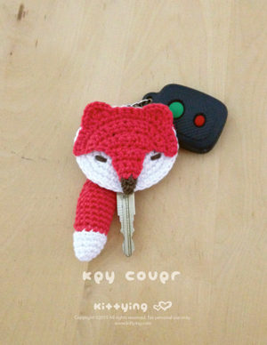 Fox Key Cover Crochet Pattern by Crochet Pattern Kittying from Kittying.com