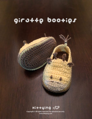 Giraffe Baby Booties Crochet Pattern by Kittying Crochet Pattern from kittying.com