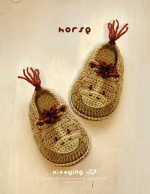 Horse Baby Booties Crochet Pattern by Kittying Crochet Pattern from kittying.com