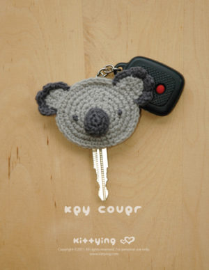 Koala Key Cover Crochet PATTERN by Crochet Pattern Kittying from Kittying.com