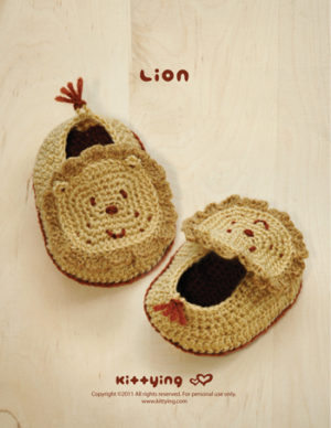 Lion Baby Booties Crochet PATTERN by Kittying Crochet Pattern