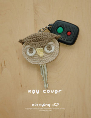 Owl Key Cover Crochet PATTERN by Crochet Pattern Kittying from Kittying.com