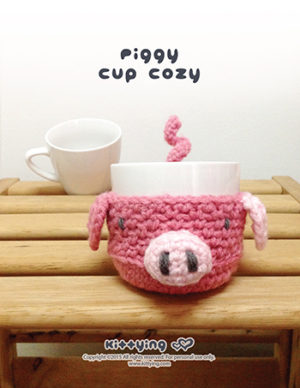 Piggy Fruit and Cup Cozy Crochet PATTERN by kittying.com