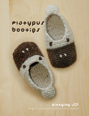 Platypus Toddler Booties Crochet PATTERN by Crochet Pattern Kittying from Kittying.com