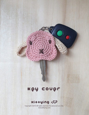 Rabbit Lop Bunny Key Cover Crochet Pattern by KittyingCrochetPattern from Kittying.com