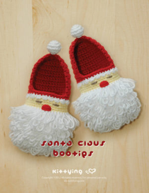 Santa Claus Toddler Booties Crochet PATTERN by Crochet Pattern Kittying from Kittying.com