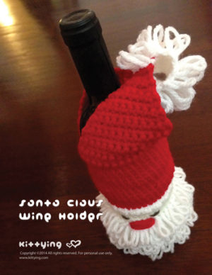 Crochet Pattern Santa Claus Wine Holder by Crochet Pattern Kittying from Kittying.com