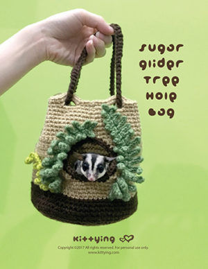 Sugar Glider Tree Hole Bag Crochet Pattern by KittyingCrochetPattern from Kittying.com