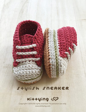 Stylish Baby Sneakers Crochet Pattern by KittyingCrochetPattern from Kittying.com