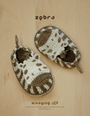 Zebra Baby Booties Crochet PATTERN by Kittying Crochet Pattern from Kittying.com / mulu.us