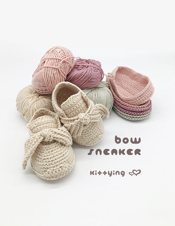 Bow Sneakers Baby Crochet Pattern by Kittying Crochet Patterns inspired by Puma Fenty Bow Sneakers