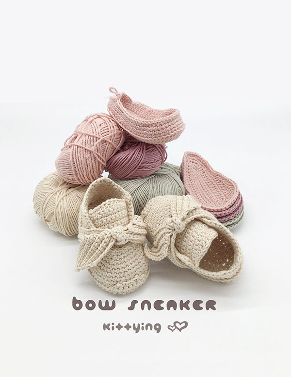 Bow Sneakers Baby Crochet Pattern by Kittying Crochet Patterns inspired by Puma Fenty Bow Sneakers