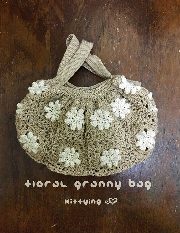 Crochet Pattern Floral Granny Bag Crochet Granny Square Handbag by Kittying Crochet Patterns for mother, grandmother and great grandmother by Kittying Crochet Pattern