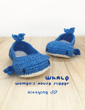 Whale Women's House Slipper Crochet Pattern by Kittying.com