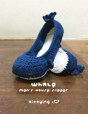 Whale Men's House Slipper Crochet Pattern by Kittying.com